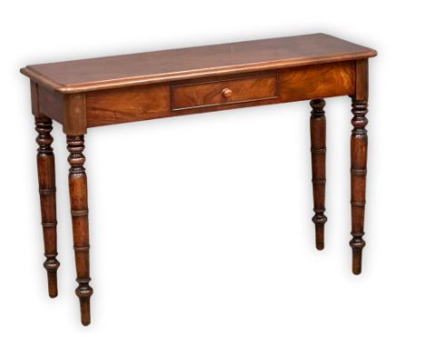 A Victorian mahogany console table/side table with dummy drawer on reeded legs. 108x35.5x75cm 