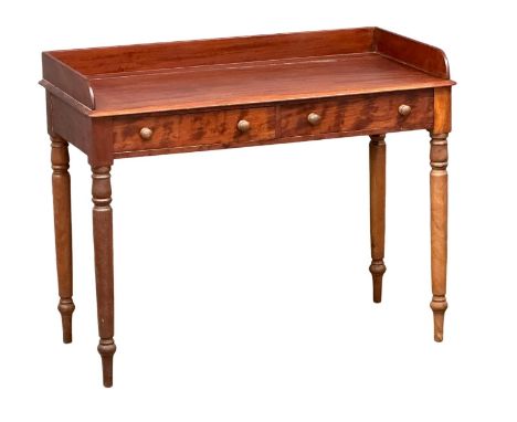 A Victorian mahogany gallery back console table/side table with 2 drawers. 103x52x82cm 