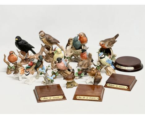A collection of pottery birds. Goebel x3. Bewick x1 (chipped beak) Royal Osborne x2 and more. 