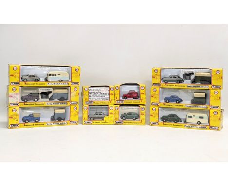 A collection of "Classix" model cars by Pocketbond" "Transport Treasures." Scale 1:76. 