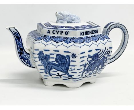 A large rare late 19th century Copeland Spode ‘Burns’ teapot. We’ll Tak A Cupo’ Kindness Yet For Days O’Auld Lang Syne. Circa