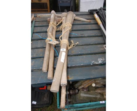Pick axes, sledge hammer, crow bar, pick axe handle, etc.