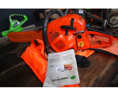 A "Timberpro" Chainsaw 20" cutter bar chain brake working, good compression with manual.