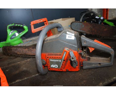 A "Husqvarna" 4D Chainsaw 15" cutter bar, with chain brake, good compression 