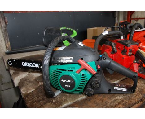 A "Qualcast" Chainsaw 16" cutter bar, chain brake working, good compression.