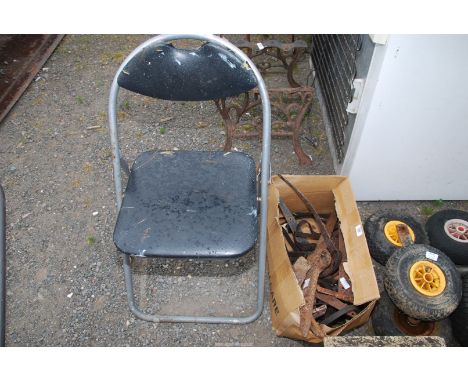 Some T hinges and horse tack, Head collars, pick axe head, etc.
