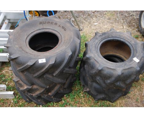 Four tractor grip tyres, two 17/8.002/8 and two 20/10.008.