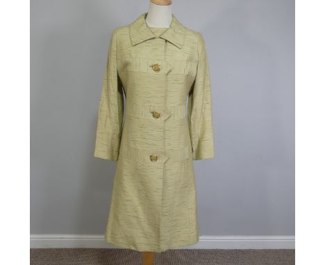 Vintage Fashion Tailoring, circa 1960s; a 'Leslie Gordon Couture, made in England', tailored light-weight dress and coat suit