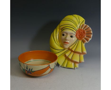 A Clarice Cliff for Wilkinson Pottery 'Fantastique' pattern Bowl, printed marks to base, some discolouration and stilt marks 