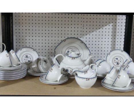 A Royal Doulton 'Old Colony' pattern Tea Service, comprising Teapot, Sugar Bowl, Milk Jug, eleven Cups, fourteen Saucers, twe