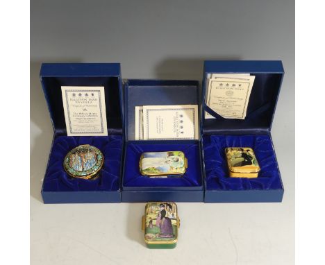 A small quantity of limited Halcyon Days enamel Boxes, comprising 'A Sunday on la Grande Jatte' after Seurat (170/750), 'Diva
