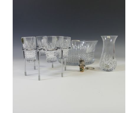 A Waterford cut crystal glass Fruit Bowl, 26cm diameter, together with a set of six Waterford crystal Shot Glasses and Carafe