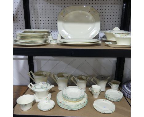 An Alfred Meakin Art Deco 'Marble' pattern Dinner and Tea Service, comprising Teapot and Stand, five graduated Jugs, two Ture