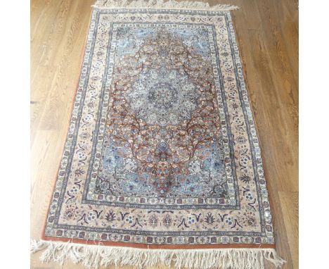Tribal Rugs; a finely hand-knotted Persian rug, wool pile on cotton base, pale blue, light brown and cream, 272cm x 158cm. 
