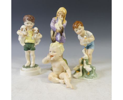 A Royal Worcester figure of Spring, model no 3012, modelled by F.G Doughty, H 23cm, together with Young Farmer 3433, All Mine