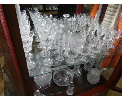 A quantity of Cumbria crystal Glasses, comprising six Sherry Glasses, six Goblets, six Wine Glasses, three Brandy Balloons, s