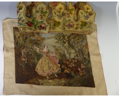 An early 20thC hand-stitched wool-work tapestry Pelmet, with braided and tasselled shaped edge, W 215cm x D 34cm, some moth d
