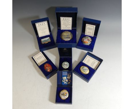 A small quantity of Halcyon Days enamel Boxes, of varying interests, including 'The Beckett Casket' (134/250), The Royal Yatc