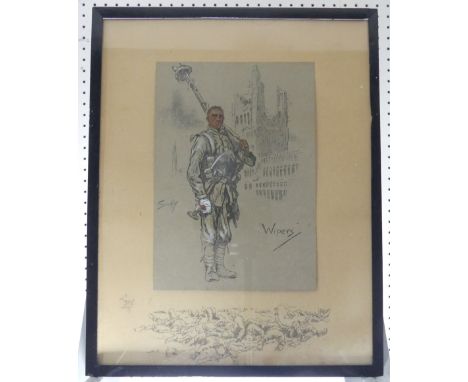 Charles 'Snaffles' Johnson Payne (1884-1967), 'Wipers', hand coloured print with blind stamp, signed in pencil, image size 28