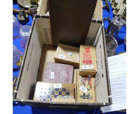A quantity of vintage Chess Sets, to include a K &amp; C Ltd Chess Board, two boxed sets of K &amp; C Ltd Chess&nbsp; Pieces,