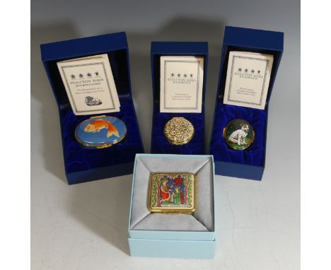 A small quantity of Halcyon Days enamel Boxes, comprising limited edition 'Investiture of Edward, First Prince of Wales' (45/