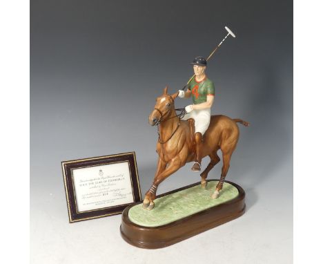 A Royal Worcester limited edition equestrian model of H.R.H Duke of Edinburgh on his Polo Pony, designed by Doris Lindner, nu