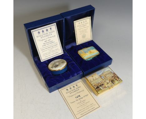A limited edition Halcyon Days enamel box after J. M. W. Turner, depicting 'Venice, The Bridge of Sighs' (76/150), together w