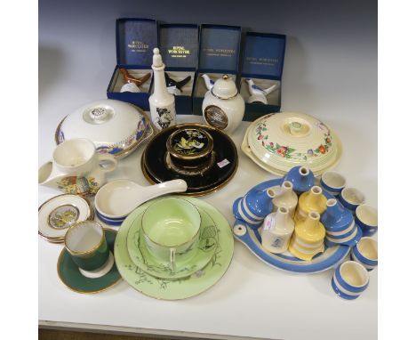 A small quantity of T G Green 'Cornish Ware', comprising five Egg Cups, Spoon Rest, seven Pie Funnels and a Warming Plate wit