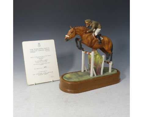 A Royal Worcester limited edition Equestrian Statuette of Merano and Cap. Raimondo d'Inzeo, designed by Doris Lindner, number