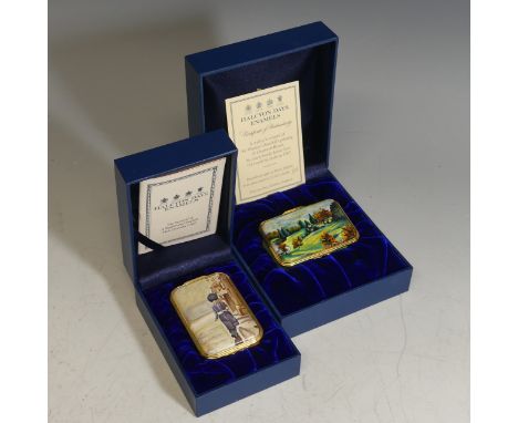 A limited edition Halcyon Days enamel Box after Winston Churchill, depicting 'View at Chartwell' (20/75), together with Churc