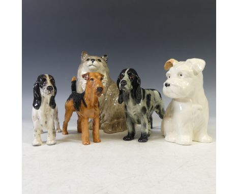 A small quantity of pottery Animals, to include a Goebel Spaniel, Royal Doulton Spaniel, Royal Doulton Fox Terrier, Beswick C