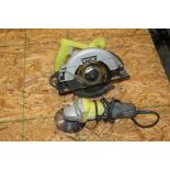 Ryobi 7.25" Circular Saw and Ryobi 4.5" Angle Grinder (w diamond cutting wheel)