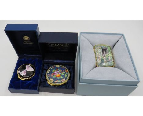 Halcyon days enamel boxes: The Garden in its Glory, no 223/500, Calla lily and Flowers and Butterflies, two in original boxes