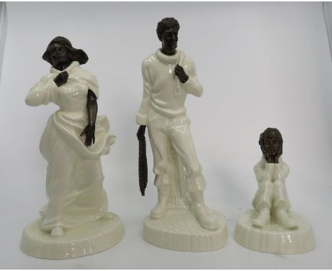 3 Minton figures from the bronze and ivory collection, the fisherman, sea breeze and spellboundGood condition.