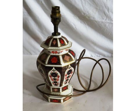 A Royal Crown Derby table lamp, decorated with old imari pattern 1128