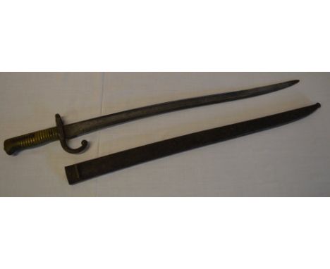 A French chassepot bayonet with scabbard, marked 1873
