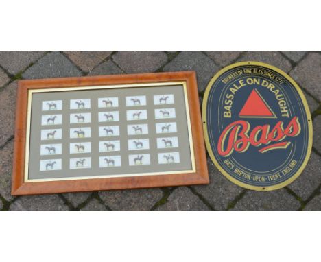 Bass enamel sign and framed players cigarette cards of Derby winners