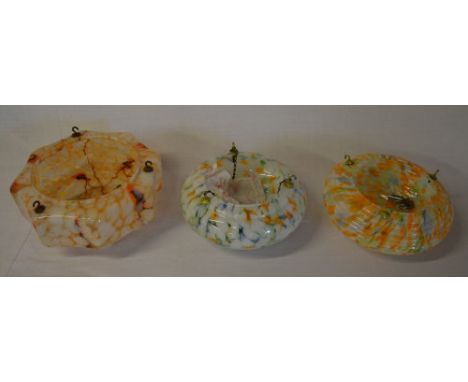 3 coloured glass light shades