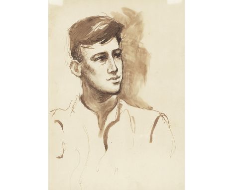 Keith Vaughan (British, 1912-1977)Portrait of a Soldier pen and ink and wash on paper27.5 x 20cm (10 13/16 x 7 7/8in).Execute