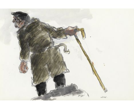 Sir Kyffin Williams R.A. (British, 1918-2006)On the Lookout signed with initials 'KW.' (lower right)pencil, watercolour and g