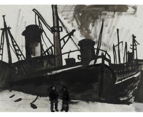 Sir Kyffin Williams R.A. (British, 1918-2006)Swansea Docks signed with initials 'KW' (lower right)ink, wash and gouache on pa