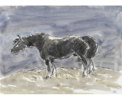 Sir Kyffin Williams R.A. (British, 1918-2006)Stallion signed 'KW' (lower right); titled 'Stallion' (on sheet verso)pencil and