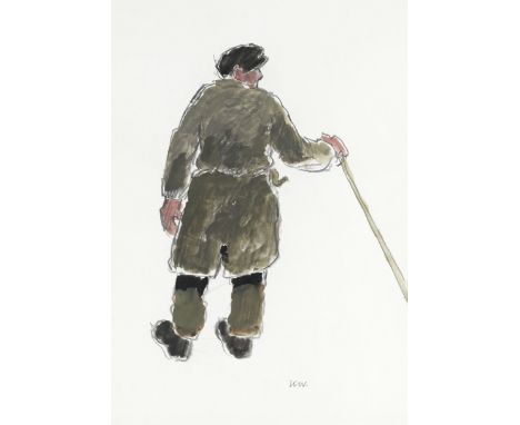 Sir Kyffin Williams R.A. (British, 1918-2006)Shepherd with a Crook signed with initials 'KW.' (lower right)pencil, watercolou