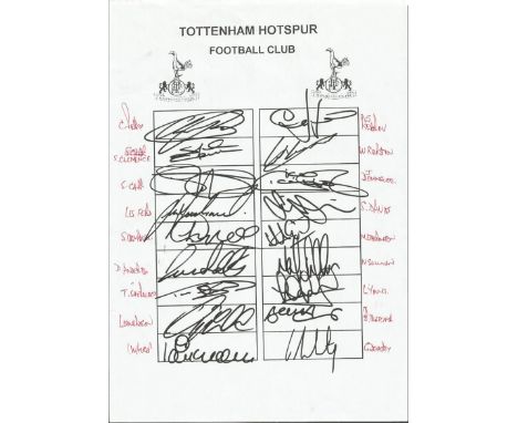 Tottenham Hotspur 2000/01 Squad Signed A4 Page Inc. Perry, Clemence, Carr, Ferdinand, Campbell, Anderton, Sherwood, Leonardso