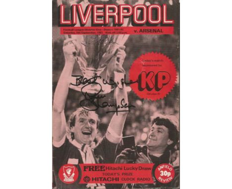 Liverpool Legends signed 1981 Liverpool V Arsenal Programme signed to Front by Phil Thompsom, on back by Bob Paisley, Joe Fag