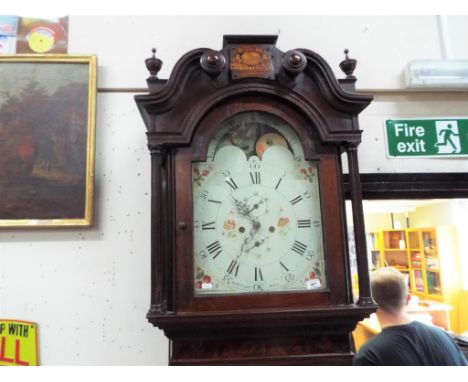 An imposing late 18th century mahogany cased, 8-day weight driven longcase clock, the painted Wilson dial with rolling moon f