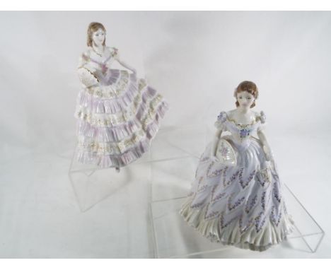 Royal Worcester - two figurines entitled 'Belle of the Ball', and 'The Last Waltz' both 22 cm (h) and sculptured by N Stevens