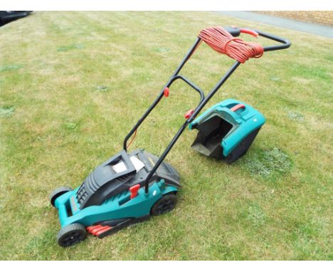 A Bosch Rotak electric lawn mower with manual  This lot MUST be paid for and collected, or delivery arranged, no later than c