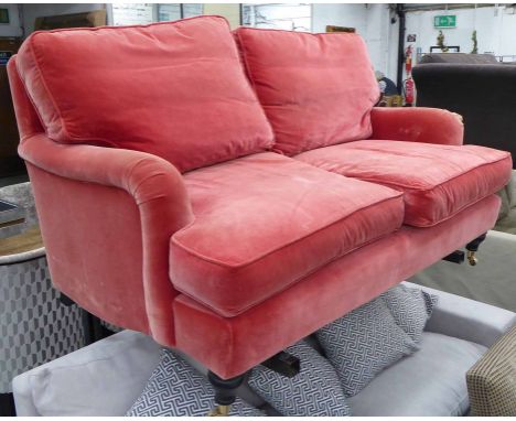 SOFA, in reddish velvet, Howard style, 160cm W x 81cm H.