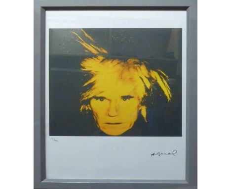 ANDY WARHOL 'Self Portrait', lithographic print, on Arches paper, with printed signature and numbered 28/100, with Leo Castel